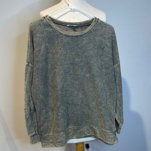 FREEPEOPLE movement Grunge grey brown Textured Crewneck Sweater Relaxed Fit
